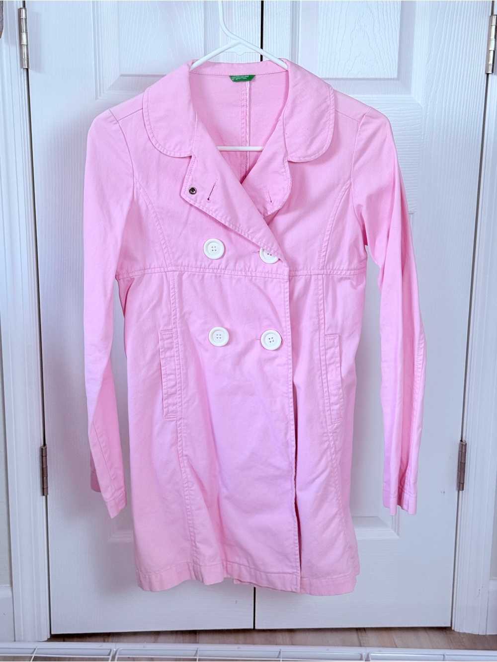 United Colors Of Benetton Pink Double-Breasted Trench Coat